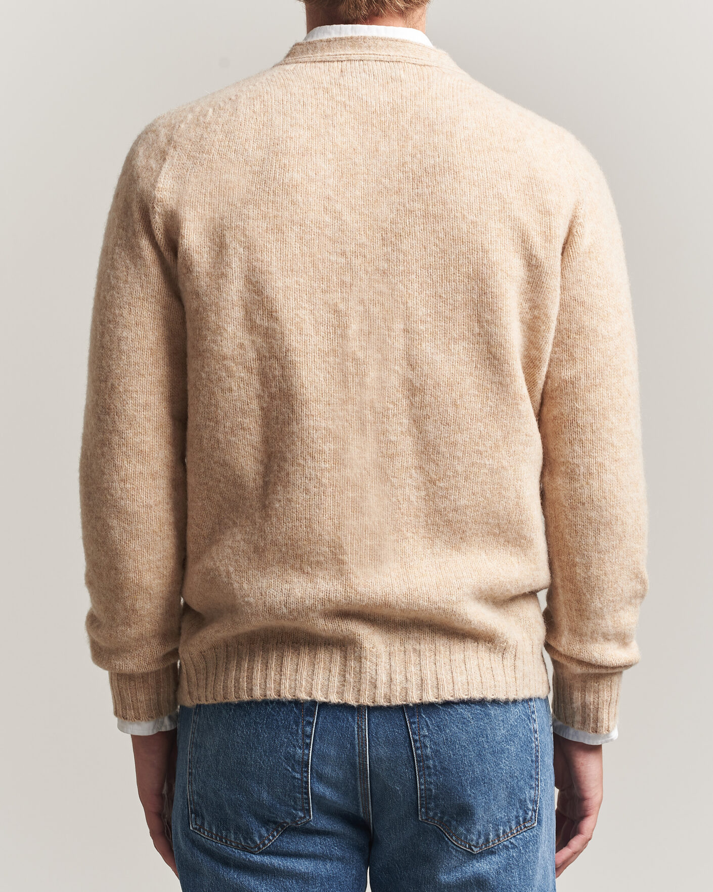 Herr | Tröjor | Harley Of Scotland | Brushed Supersoft Lambswool Cardigan Calico