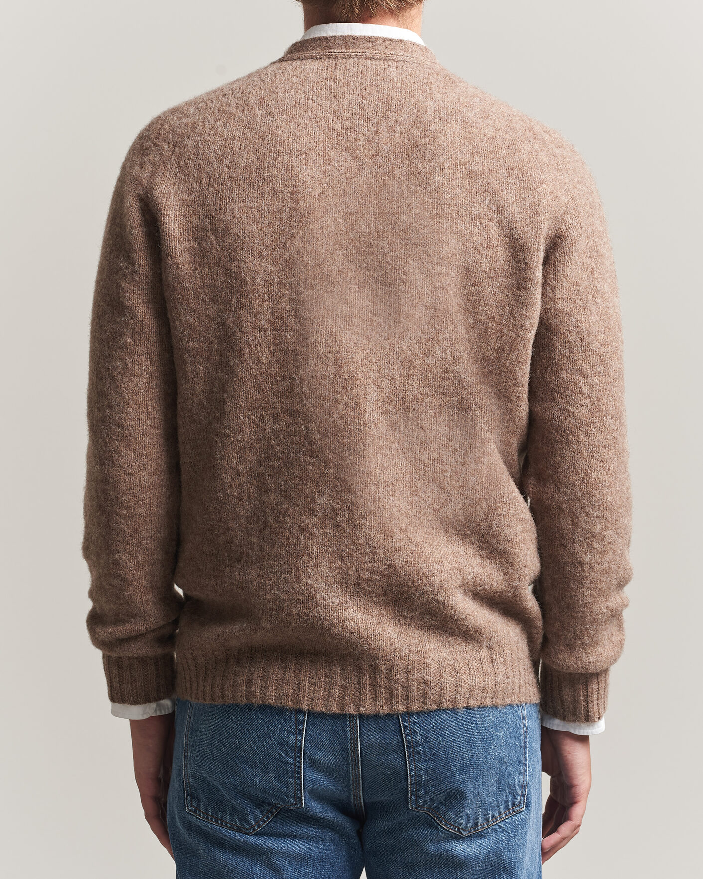 Herr | Tröjor | Harley Of Scotland | Brushed Supersoft Lambswool Cardigan Tundra