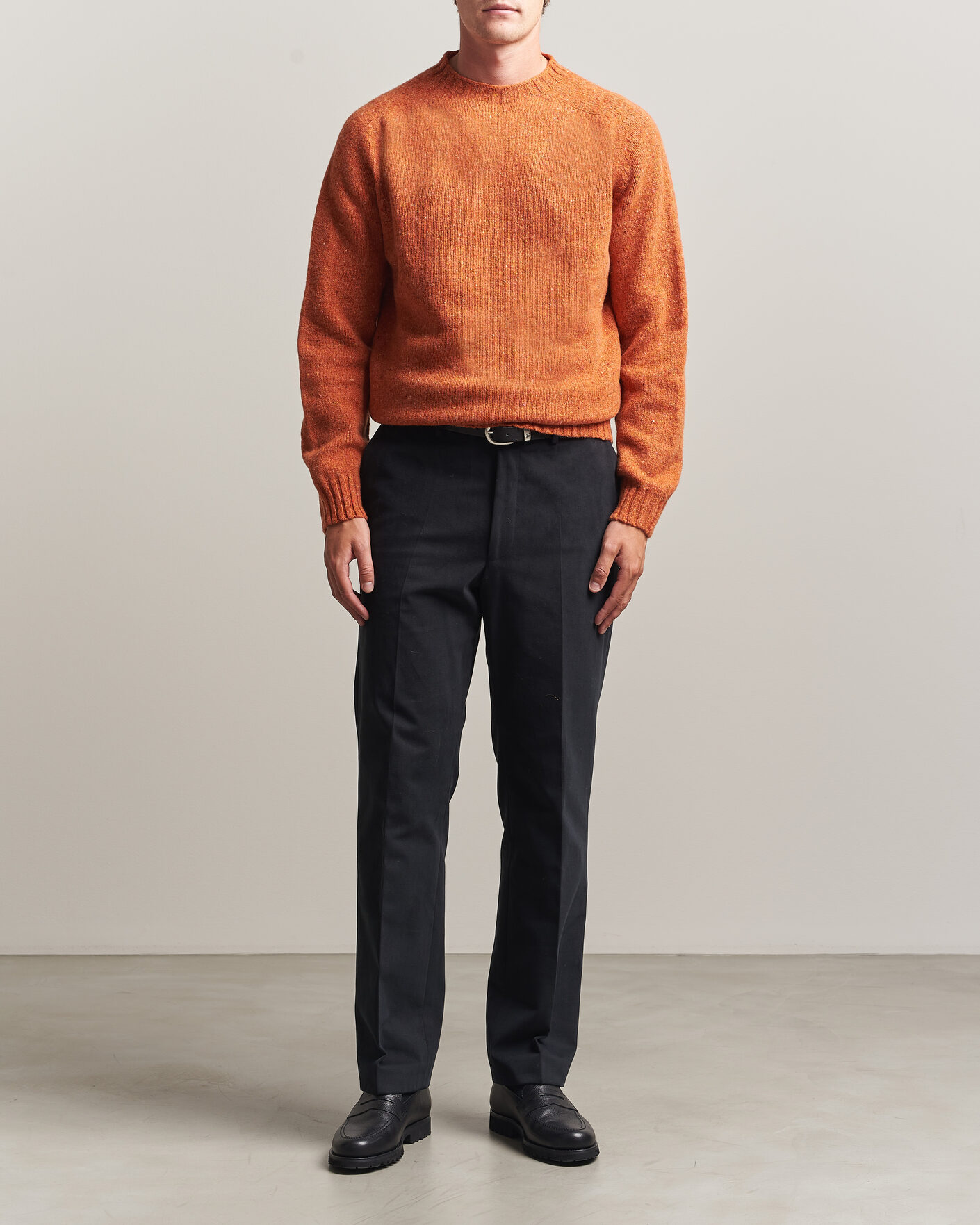 Herr | Business & Beyond | Harley Of Scotland | Donegal Wool Crewneck Orange