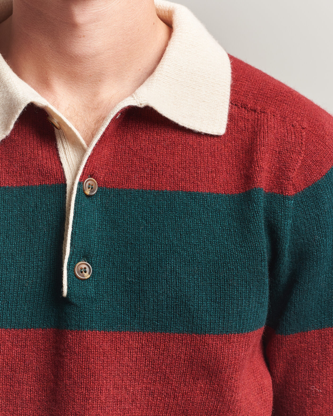 Herr | Tröjor | Harley Of Scotland | Supersoft 2ply Lambswool Rugby Green/Red