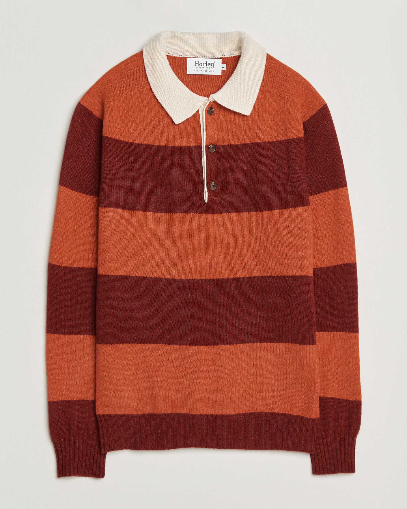 Herr | Tröjor | Harley Of Scotland | Supersoft 2ply Lambswool Rugby Red/Orange