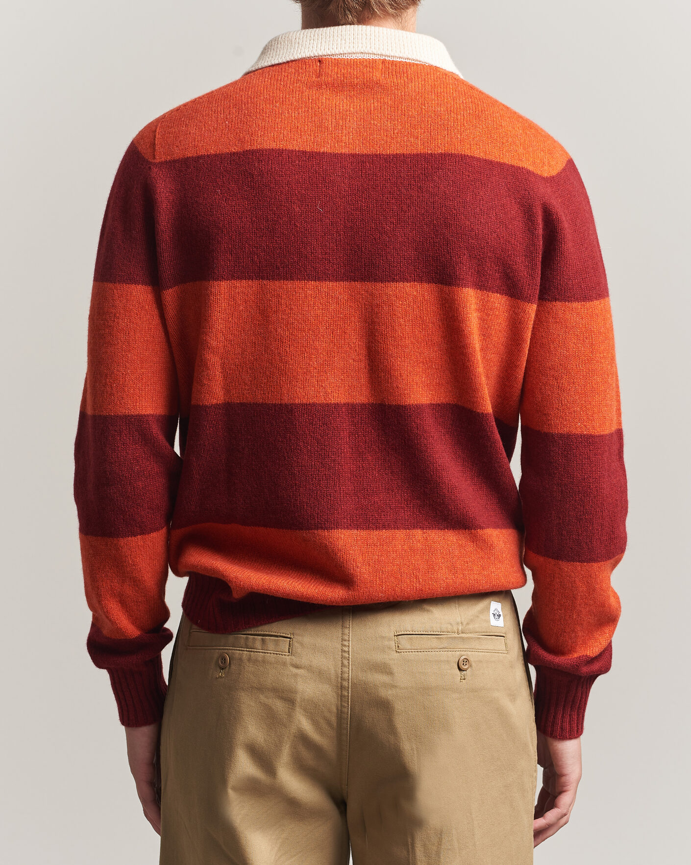 Herr | Tröjor | Harley Of Scotland | Supersoft 2ply Lambswool Rugby Red/Orange