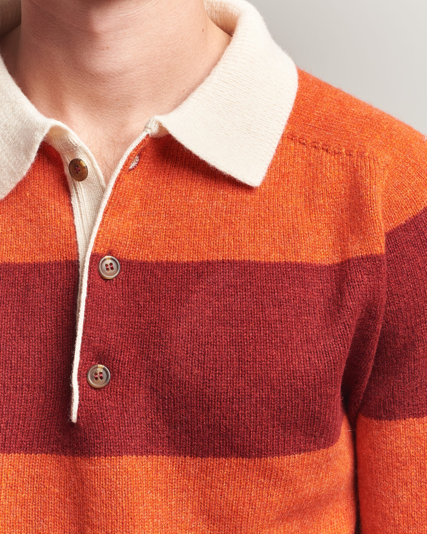 Herr | Tröjor | Harley Of Scotland | Supersoft 2ply Lambswool Rugby Red/Orange