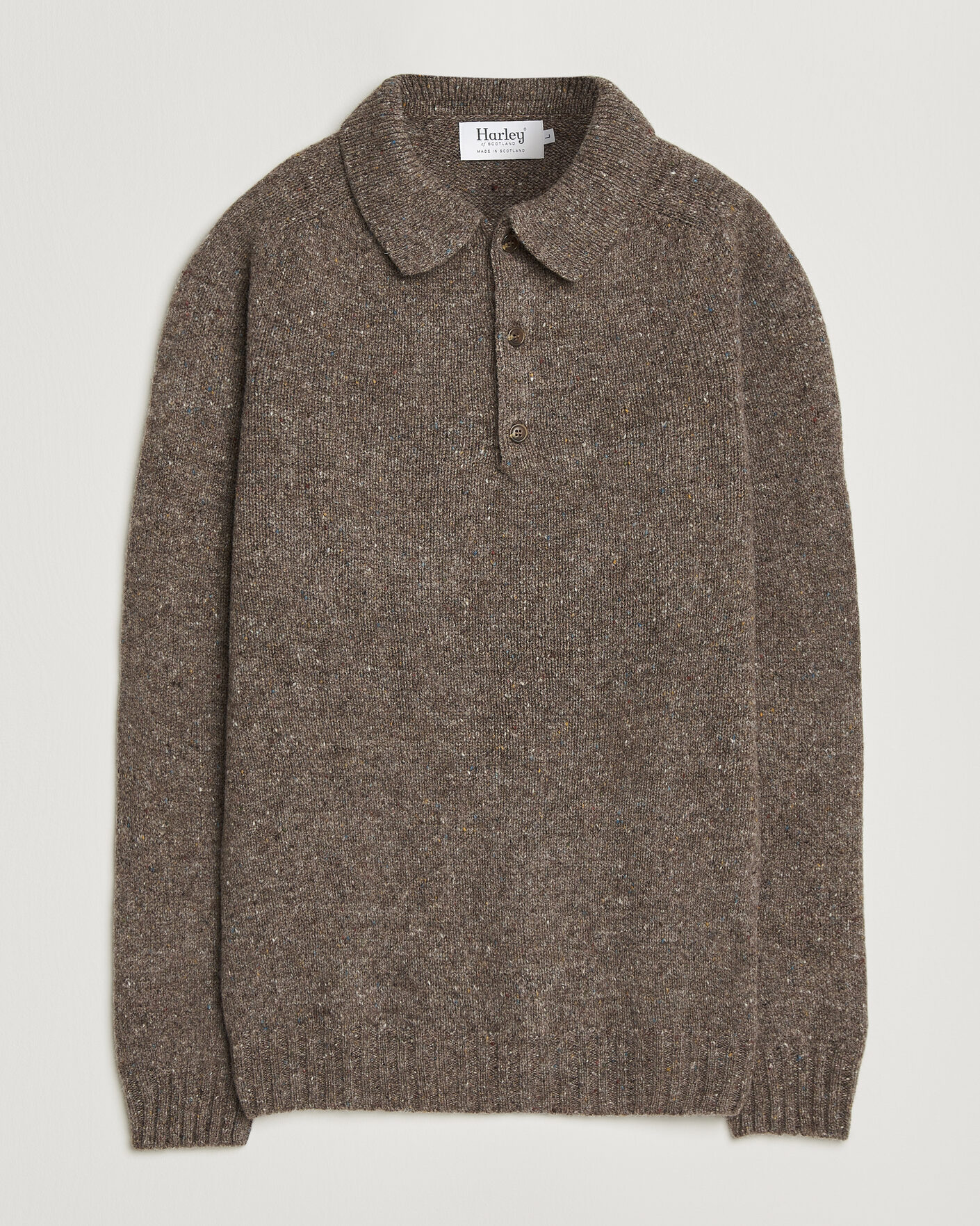 Herr | Tröjor | Harley Of Scotland | Donegal Wool Polo Brown