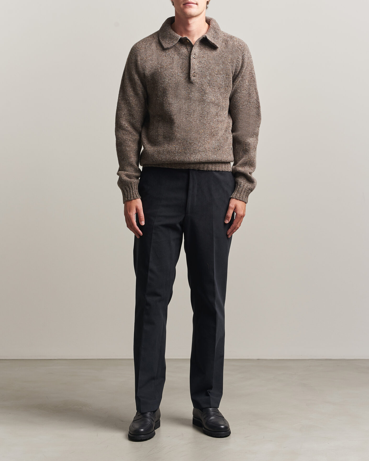 Herr | Tröjor | Harley Of Scotland | Donegal Wool Polo Brown