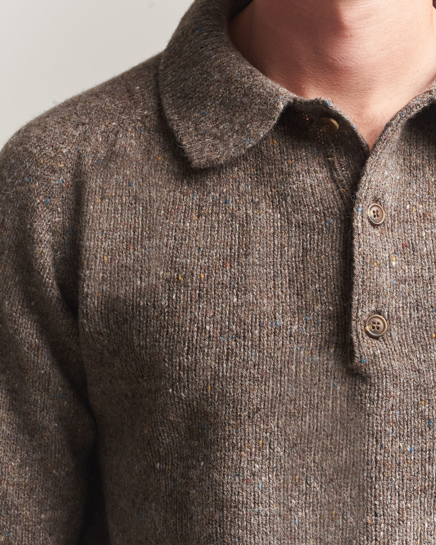 Herr | Tröjor | Harley Of Scotland | Donegal Wool Polo Brown