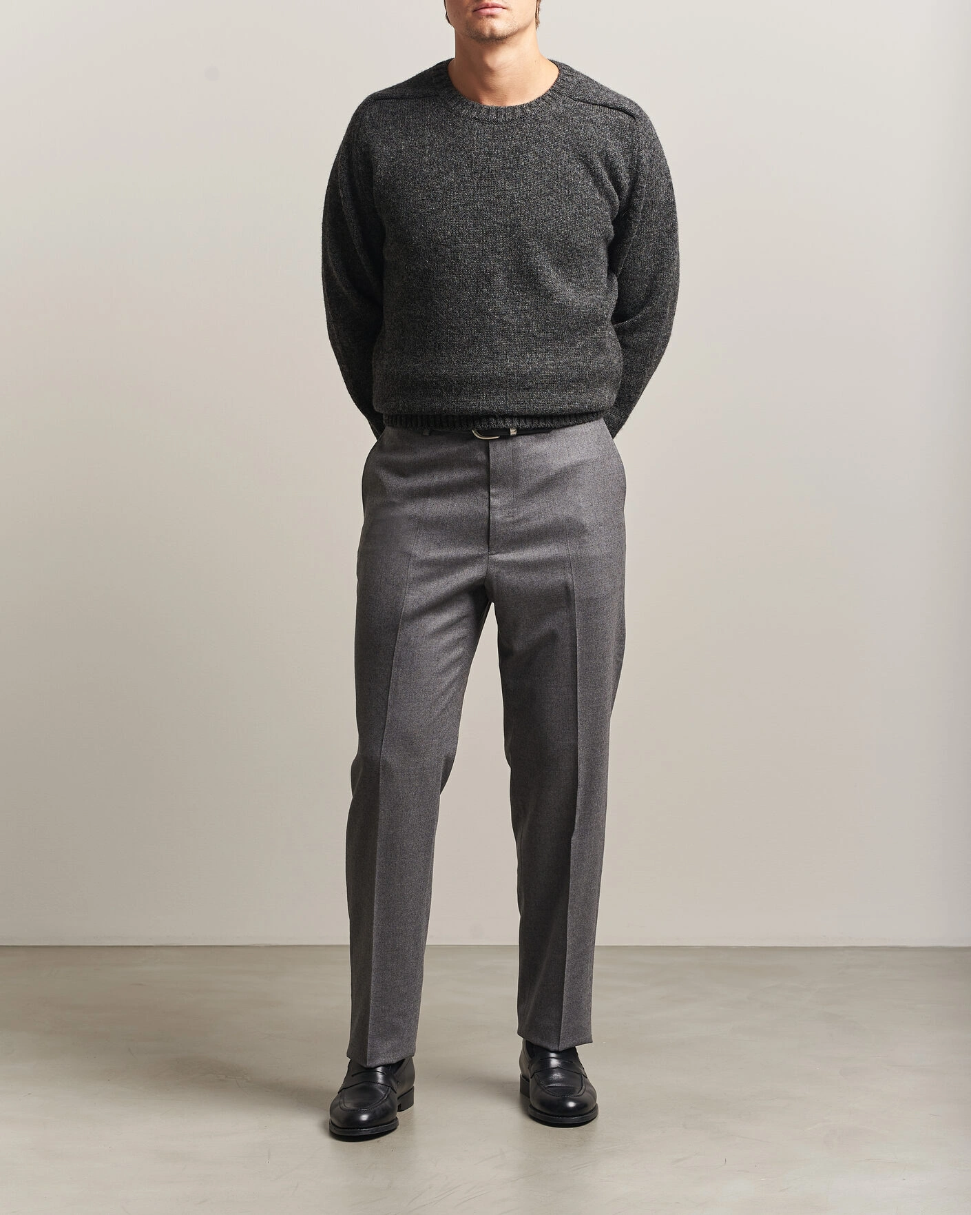 Herr | Byxor | Kamakura Shirts | Saxony Wool Ivy Trousers Mid Gray