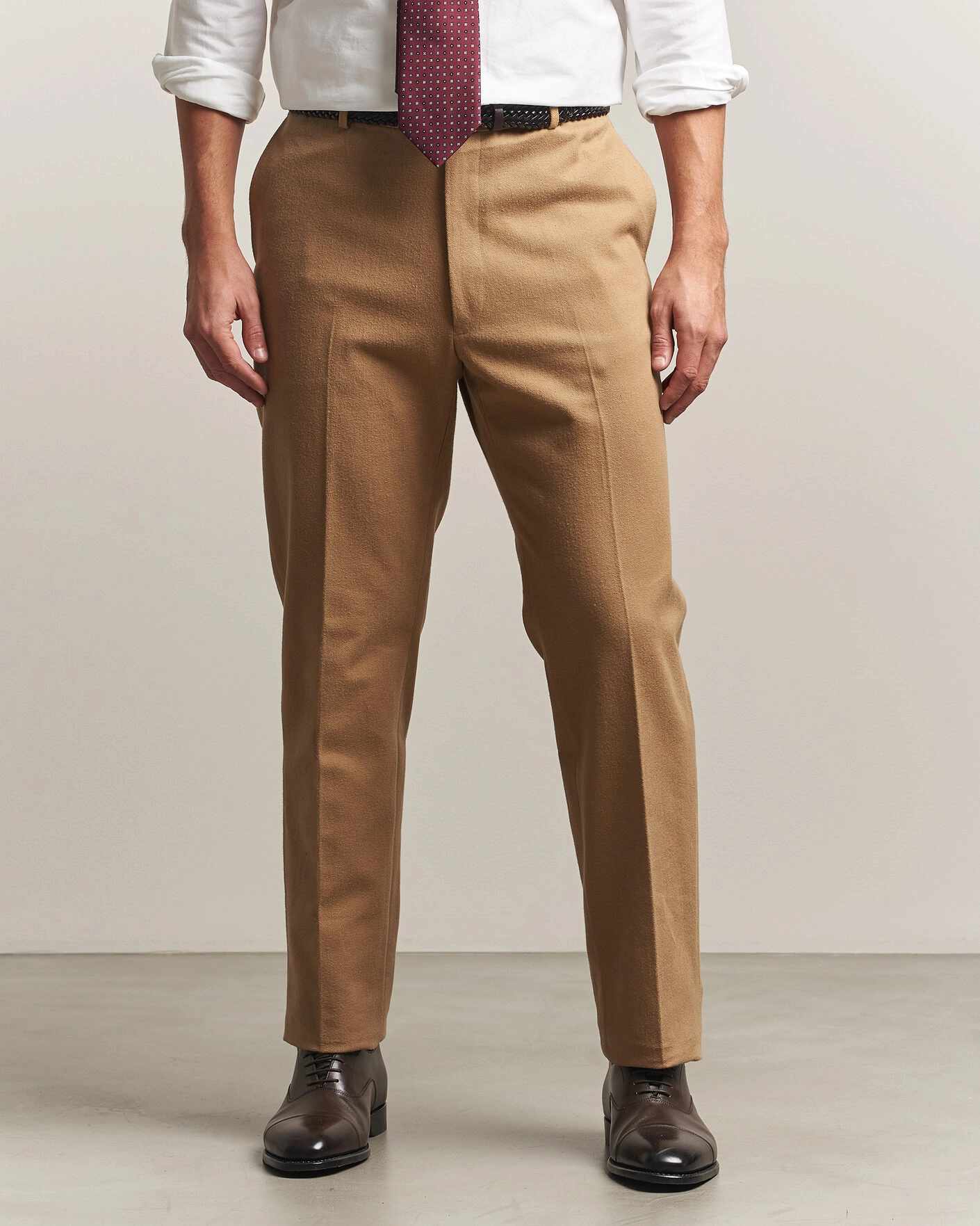 Herr | Byxor | Kamakura Shirts | Brushed Cotton Twill Ivy Trousers Beige