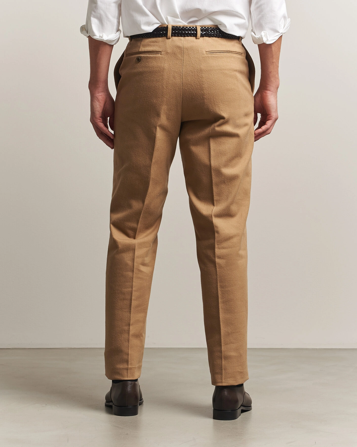 Herr | Byxor | Kamakura Shirts | Brushed Cotton Twill Ivy Trousers Beige