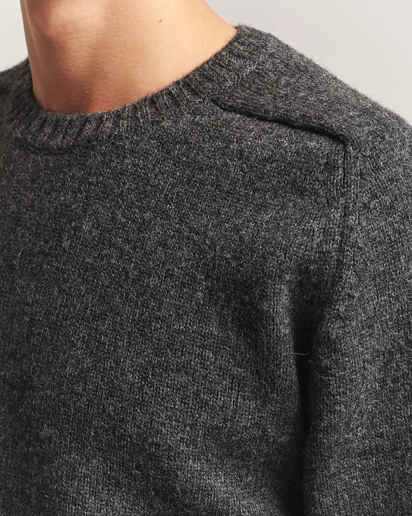 Herr | Tröjor | Kamakura Shirts | 5 Gauge Shetland Sweater Gray