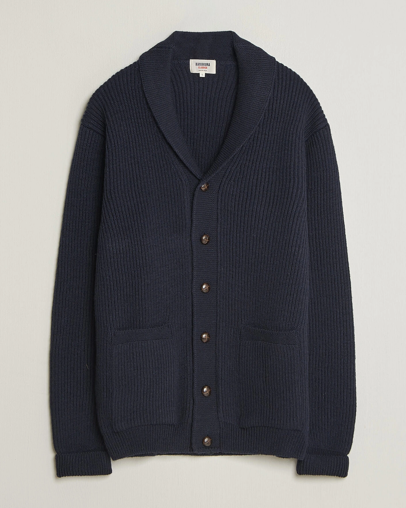 Herr | Tröjor | Kamakura Shirts | McQueen Shawl Collar Cardigan Navy