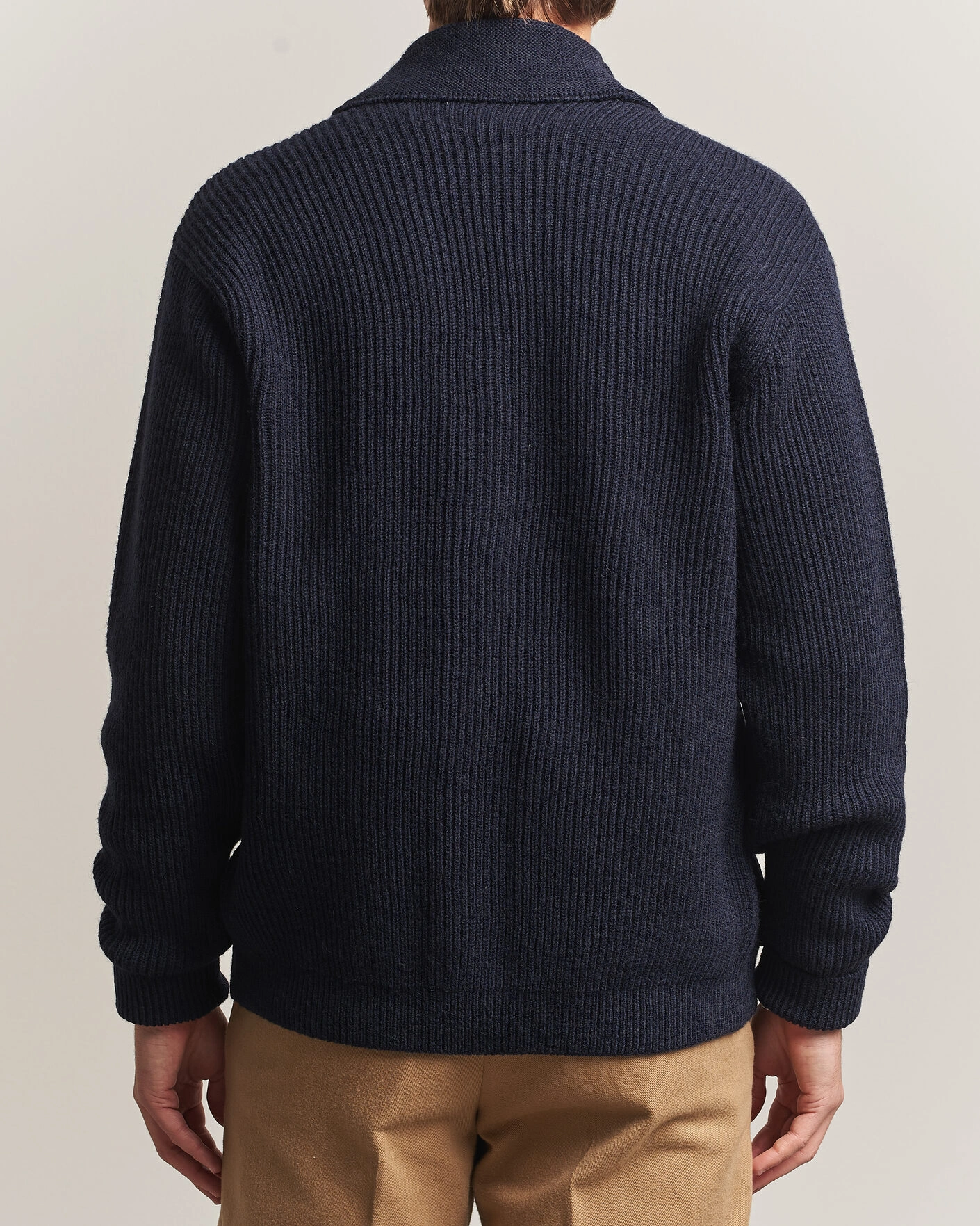 Herr | Tröjor | Kamakura Shirts | McQueen Shawl Collar Cardigan Navy