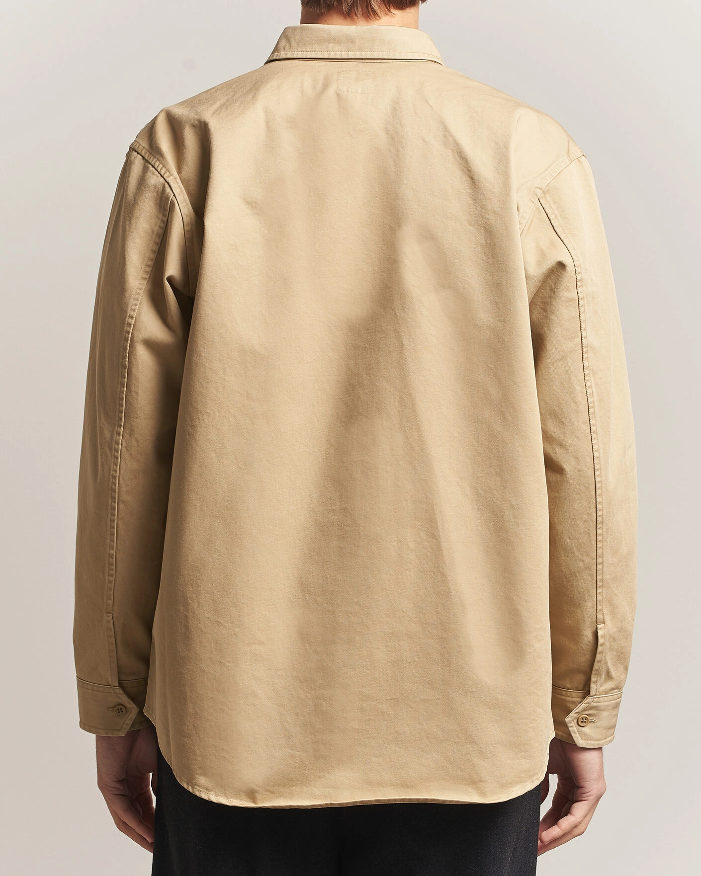 Herr | Skjortor | Kamakura Shirts | Cotton Twill CPO Overshirt Beige