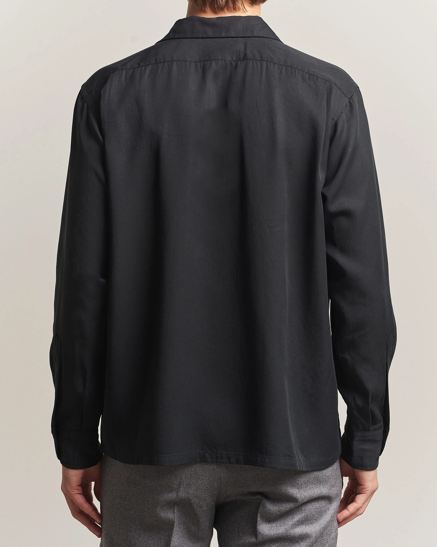Herr | Skjortor | Kamakura Shirts | Vintage Open Collar Shirt Black