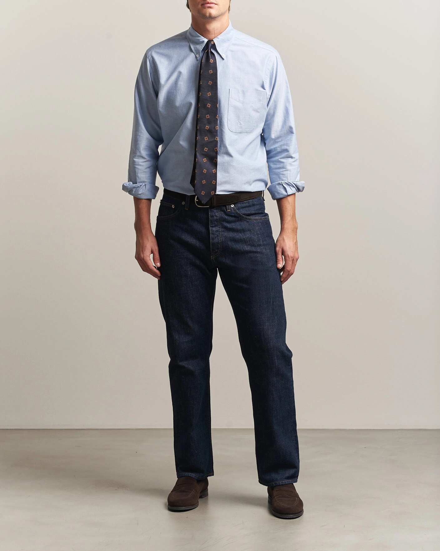 Herr | Skjortor | Kamakura Shirts | Ametora Japanese Oxford BD Shirt Light Blue