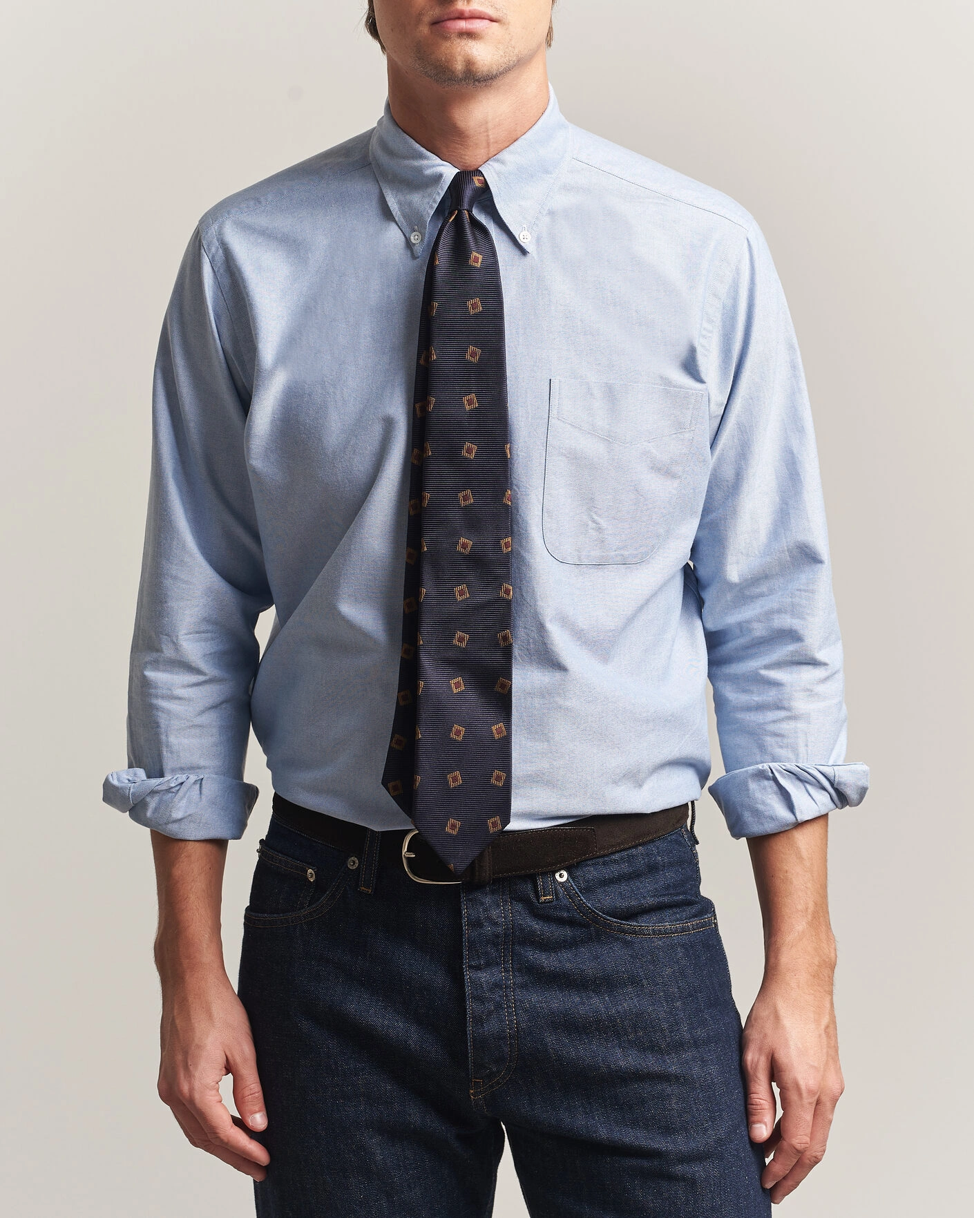 Herr | Skjortor | Kamakura Shirts | Ametora Japanese Oxford BD Shirt Light Blue