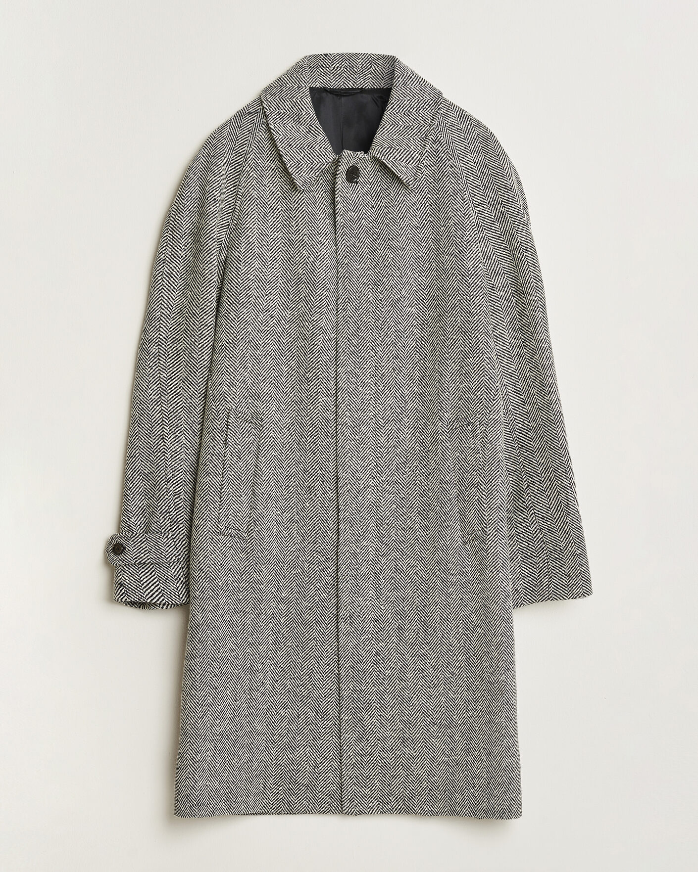Herr | Jackor | Lardini | Wool Herringbone Raglan Coat Dark Grey