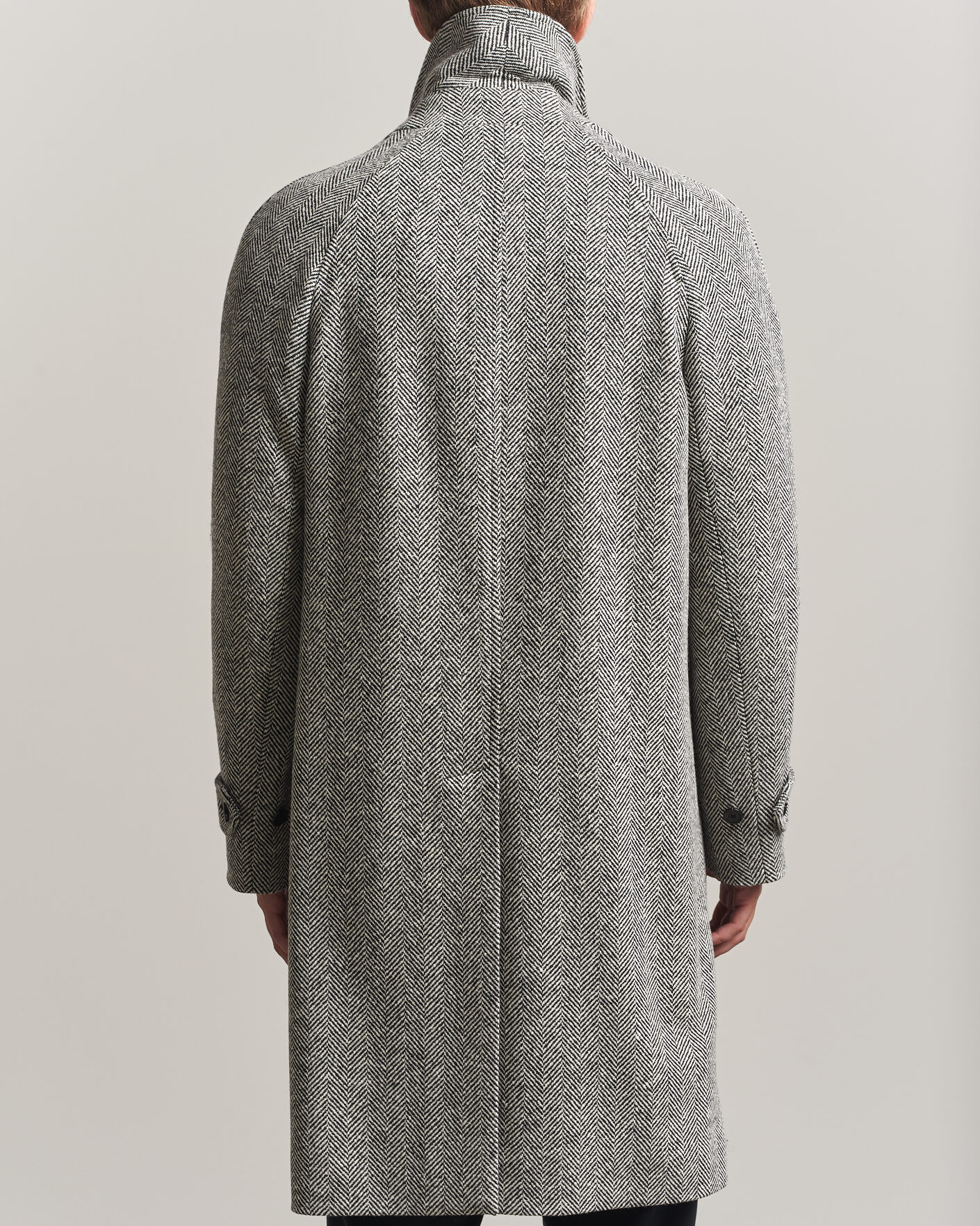 Herr | Jackor | Lardini | Wool Herringbone Raglan Coat Dark Grey