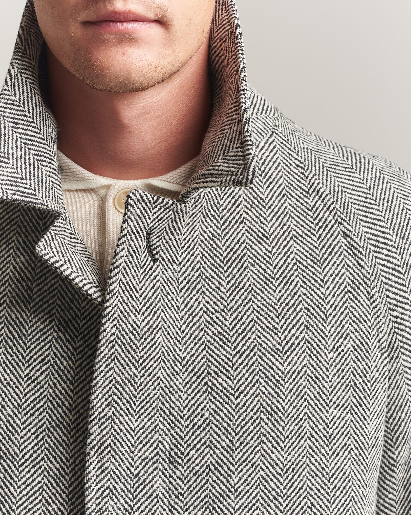 Herr | Jackor | Lardini | Wool Herringbone Raglan Coat Dark Grey