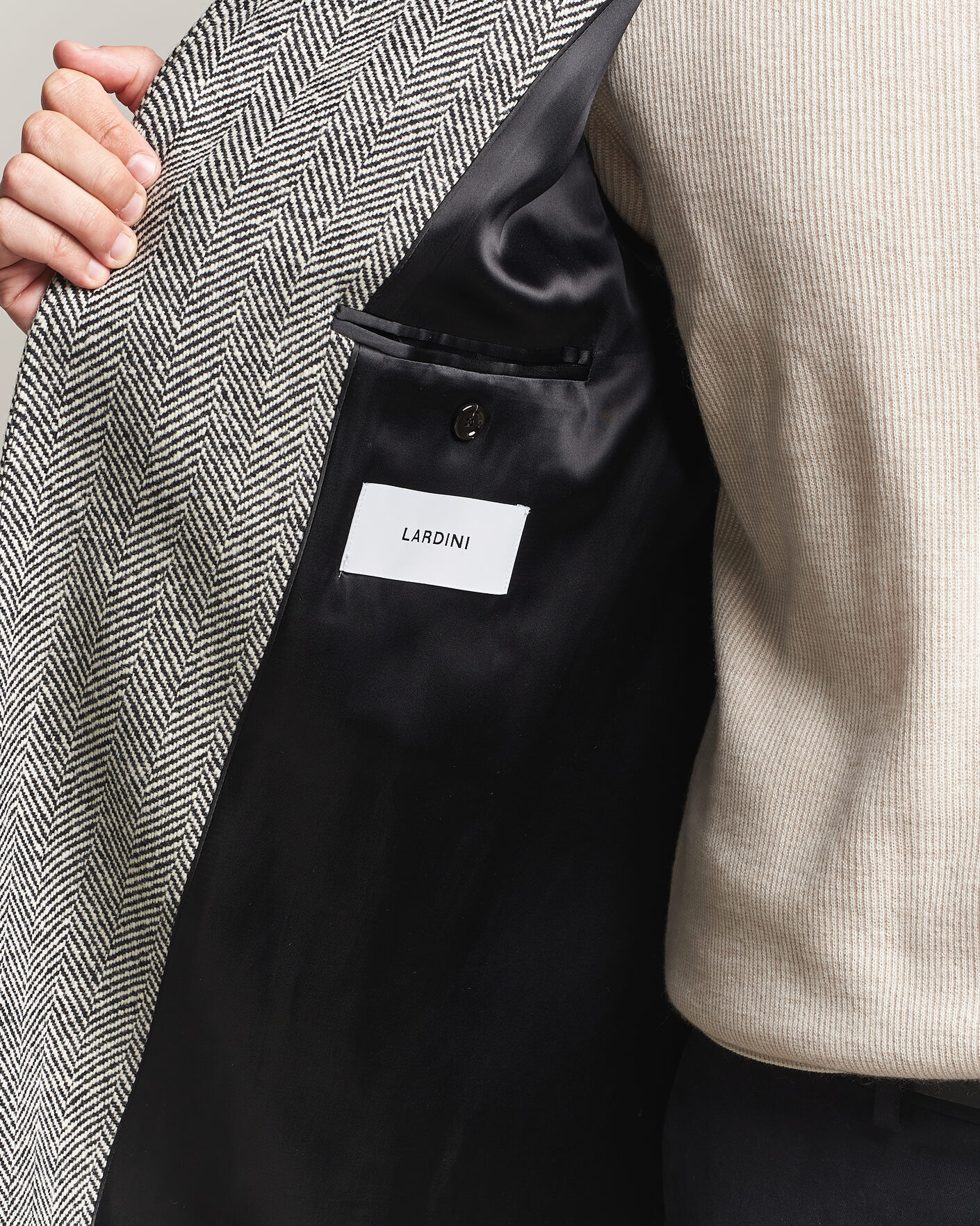 Herr | Jackor | Lardini | Wool Herringbone Raglan Coat Dark Grey