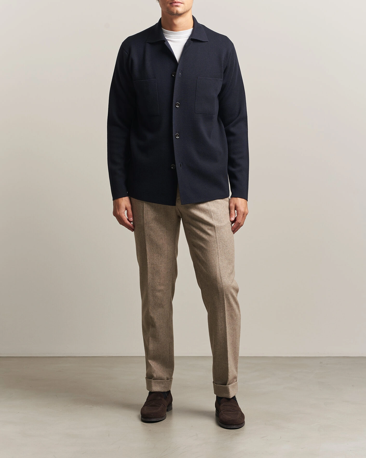 Herr | Skjortor | Lardini | Knitted Pocket Overshirt Navy