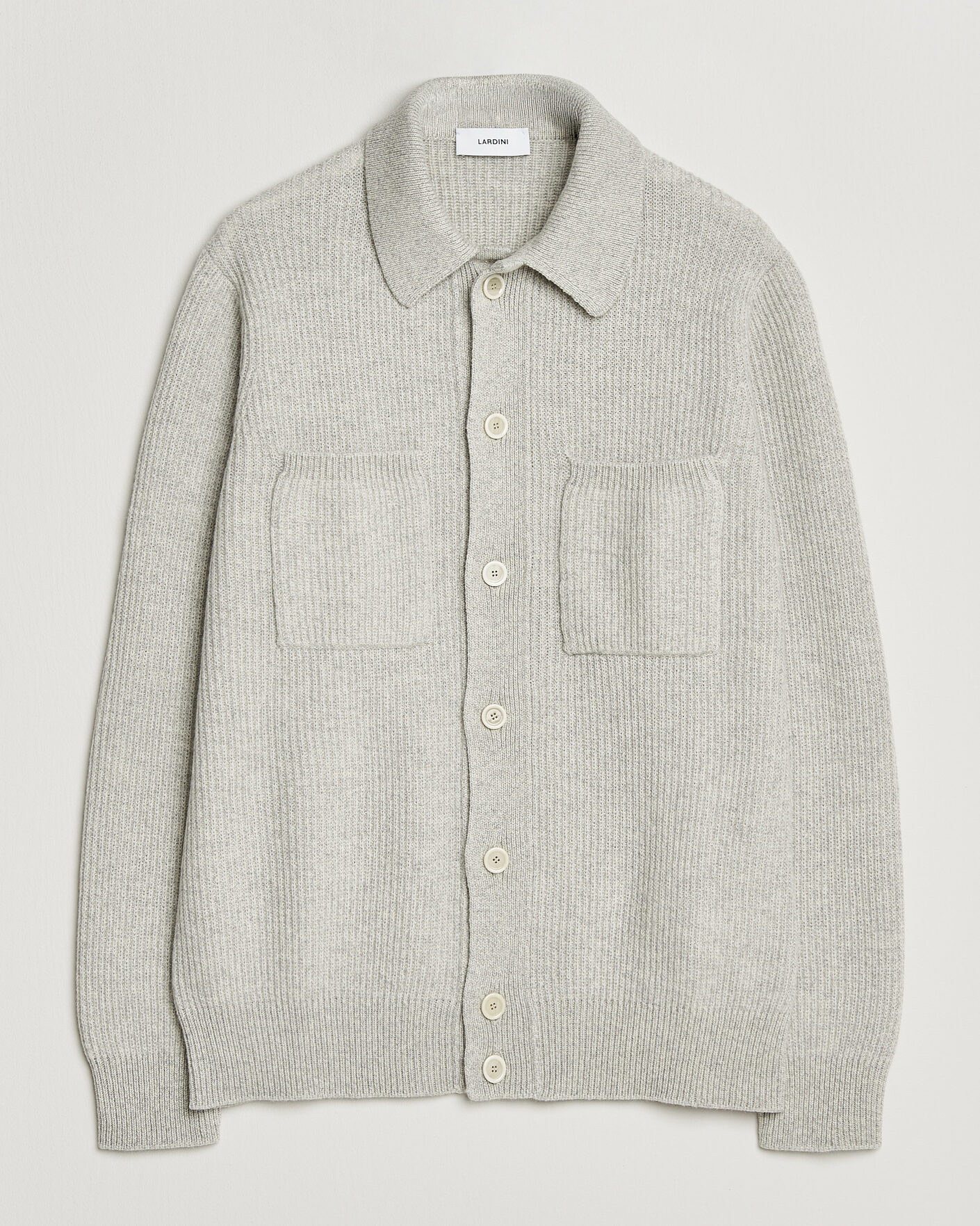 Herr | Tröjor | Lardini | Heavy Knitted Cardigan Light Grey