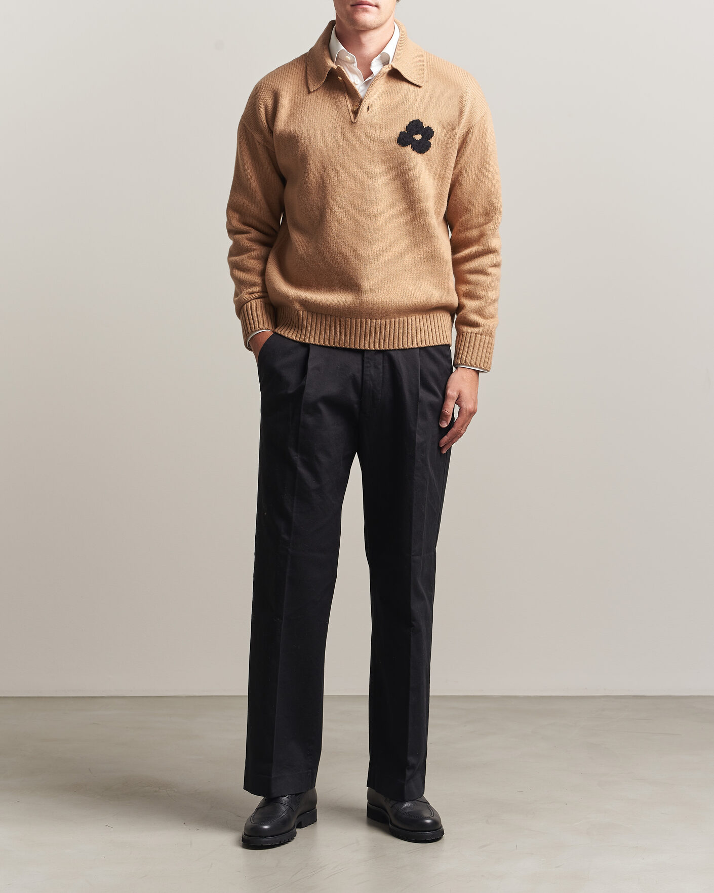Herr | Tröjor | Lardini | Knitted Wool/Cashmere Polo Brown