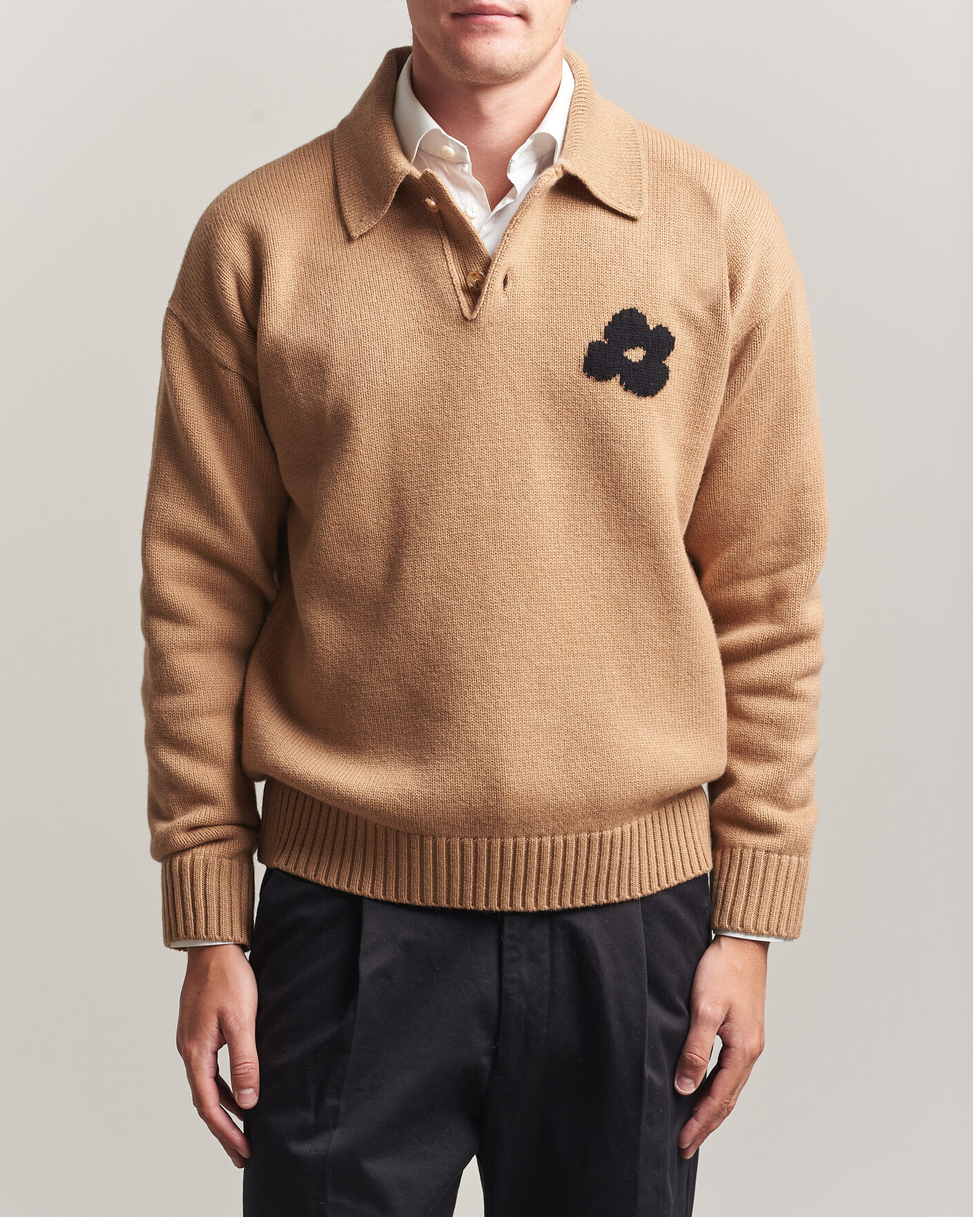 Herr | Tröjor | Lardini | Knitted Wool/Cashmere Polo Brown