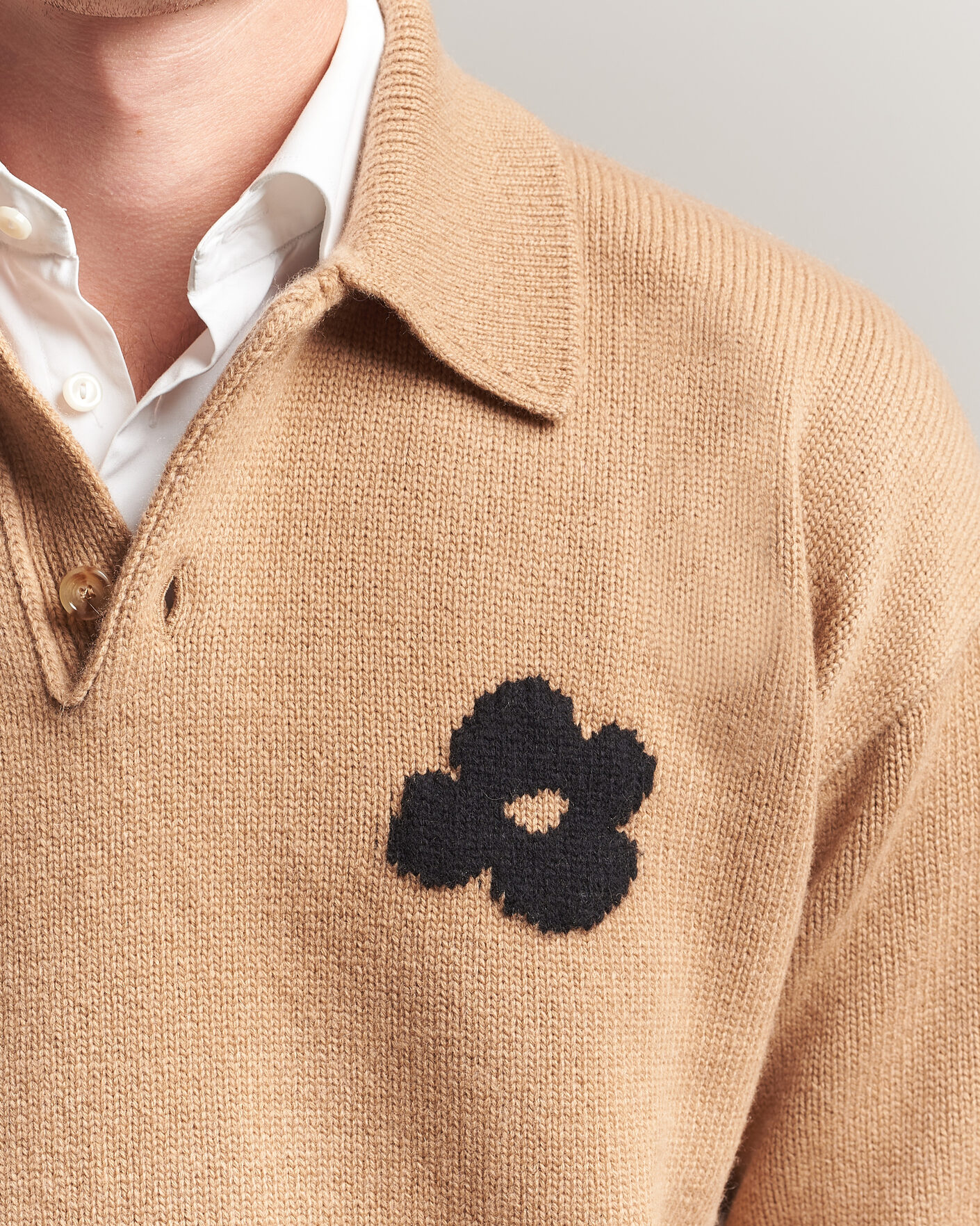 Herr | Tröjor | Lardini | Knitted Wool/Cashmere Polo Brown