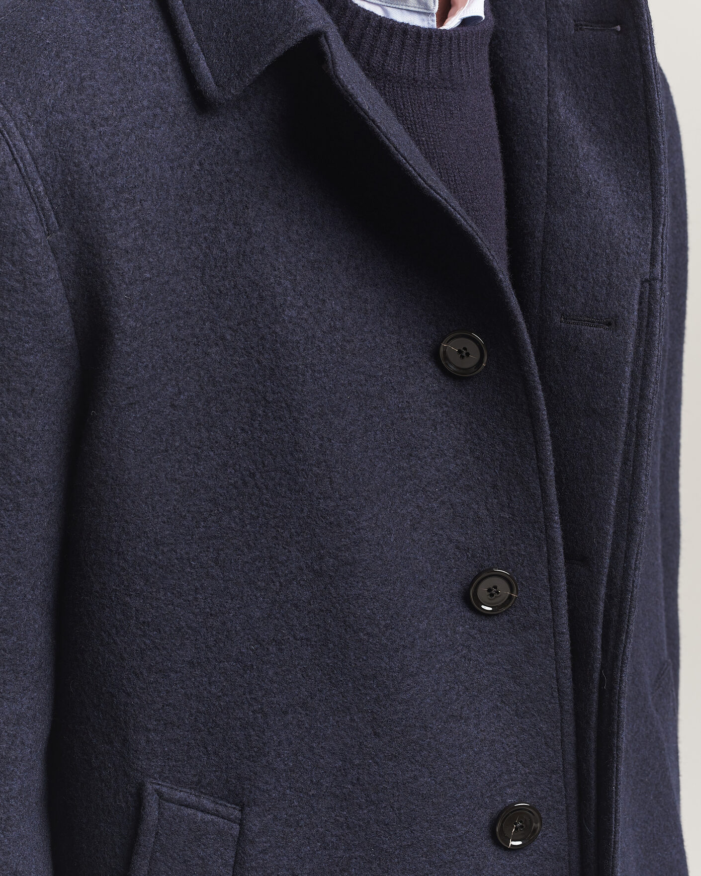 Herr | Jackor | Lardini | Wool/Cashmere Boucle Car Coat Navy