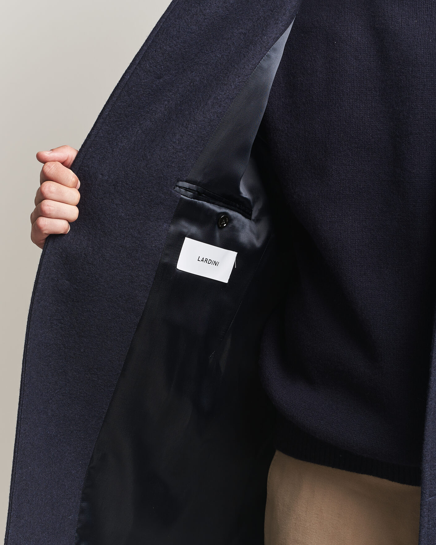 Herr | Jackor | Lardini | Wool/Cashmere Boucle Car Coat Navy