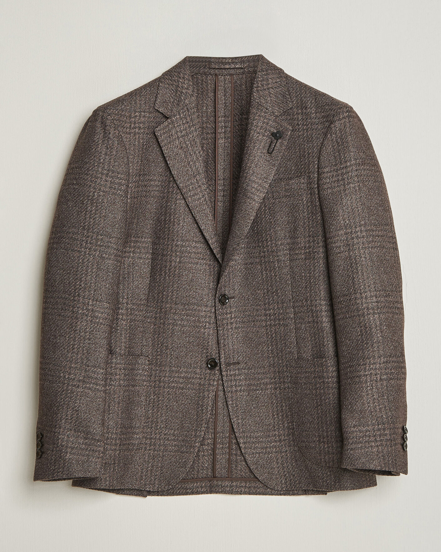 Herr | Kavajer | Lardini | Wool Structure Checked Blazer Brown