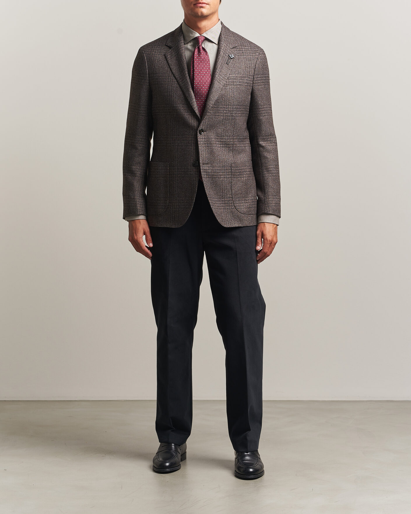 Herr | Kavajer | Lardini | Wool Structure Checked Blazer Brown
