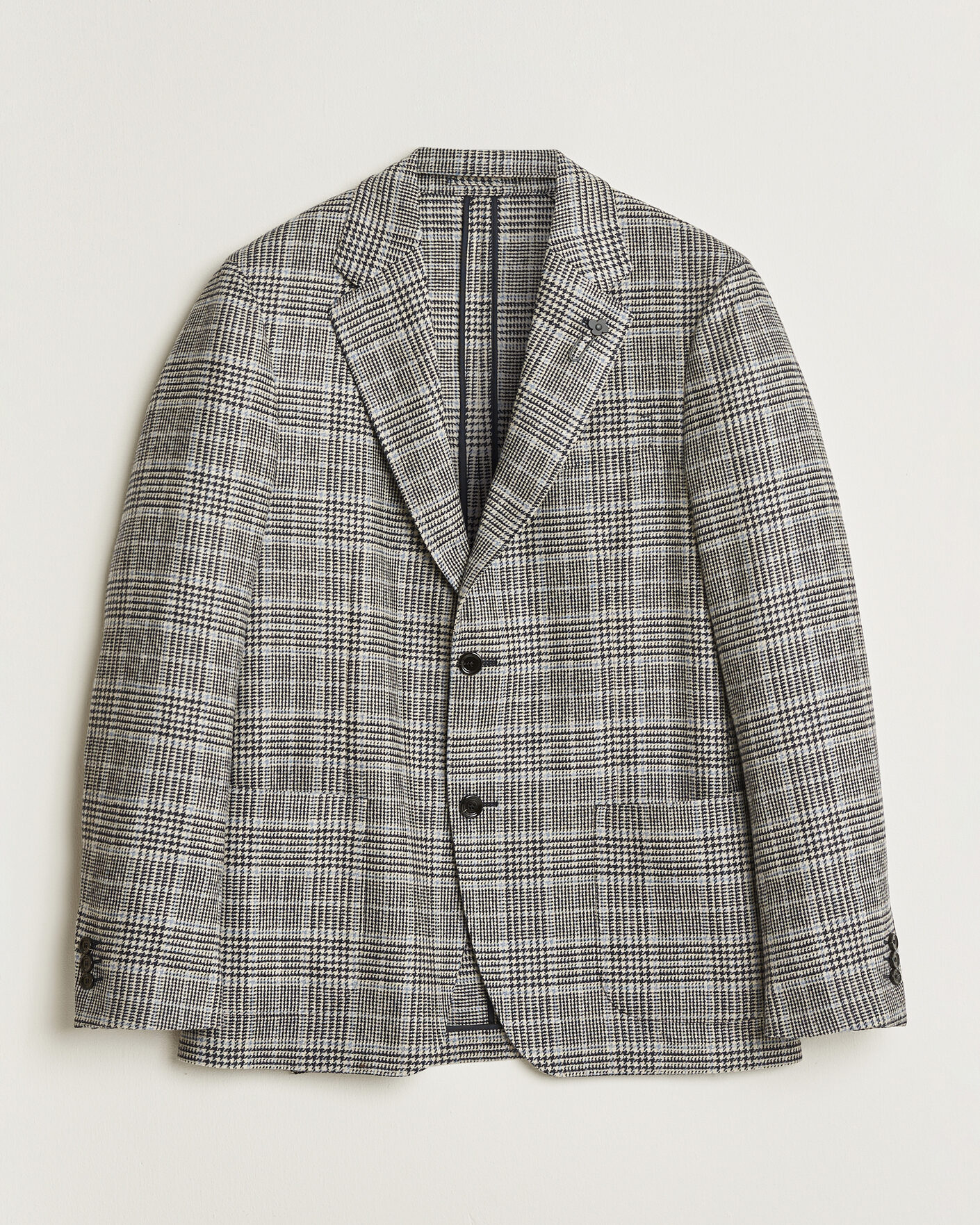 Herr | Kavajer | Lardini | Wool/Cashmere Houndstooth Blazer Blue