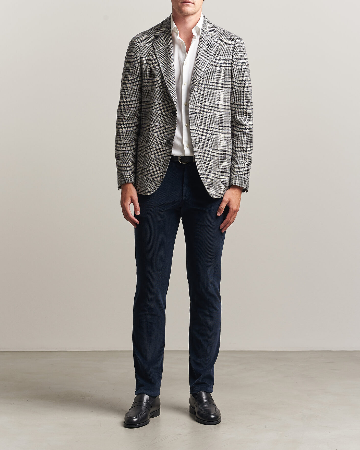 Herr | Kavajer | Lardini | Wool/Cashmere Houndstooth Blazer Blue