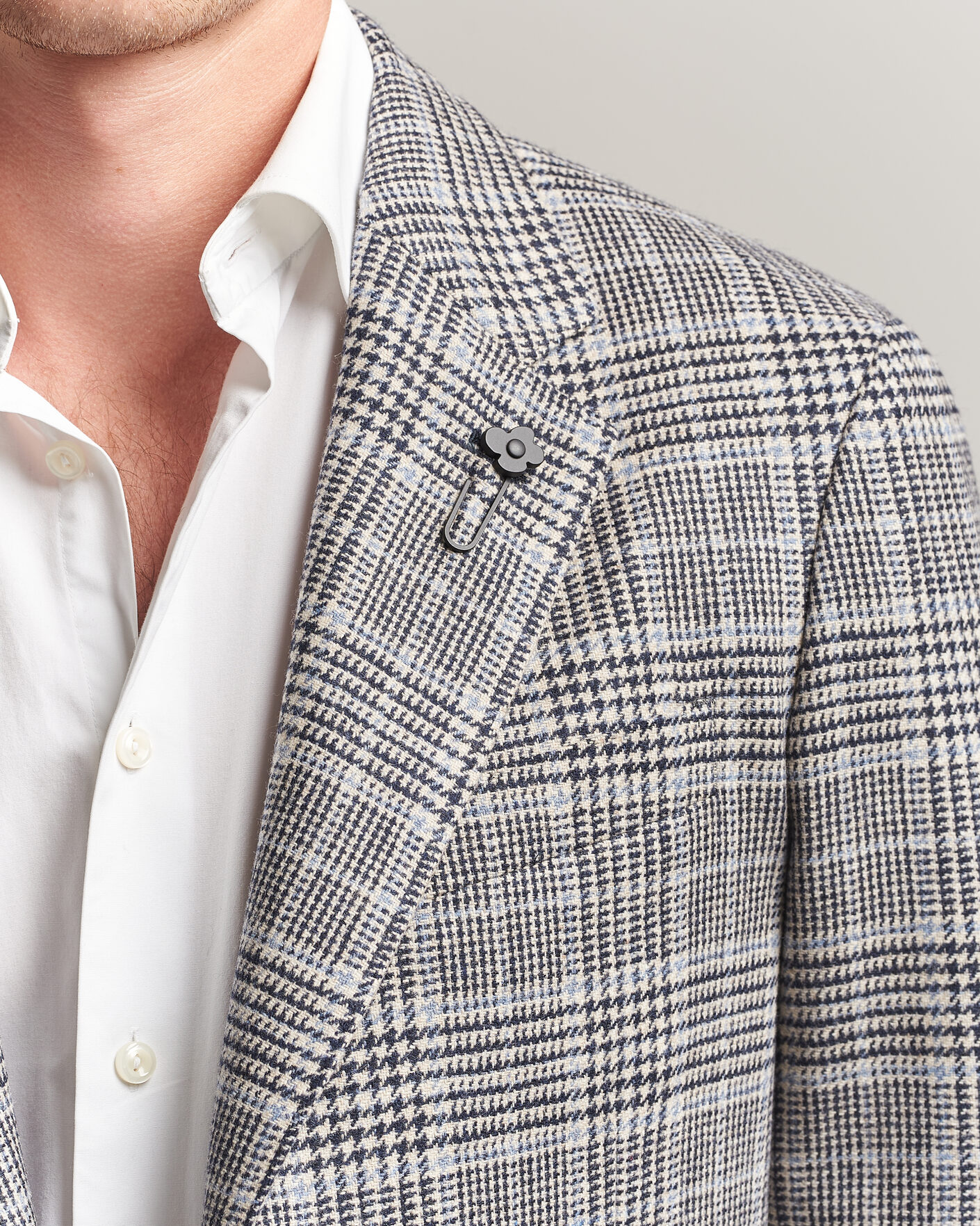 Herr | Kavajer | Lardini | Wool/Cashmere Houndstooth Blazer Blue