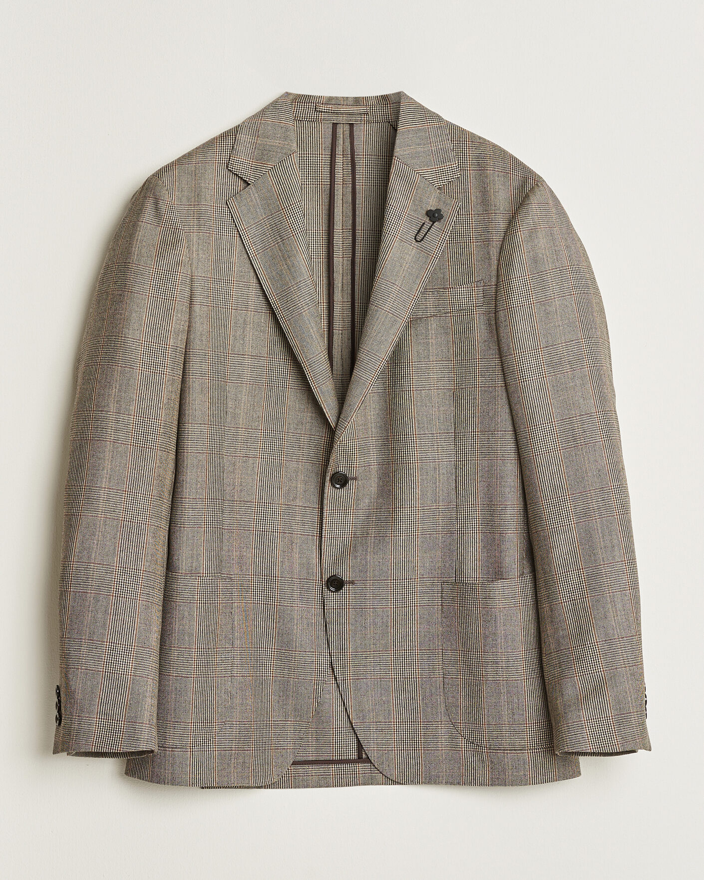 Herr | Kavajer | Lardini | Wool Prince of Wales Check Blazer Brown