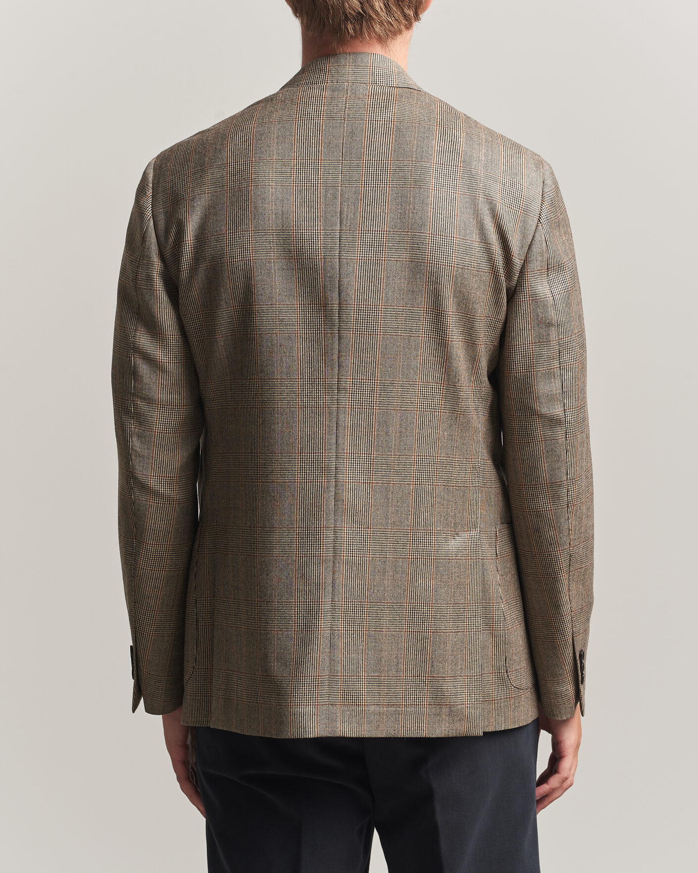 Herr | Kavajer | Lardini | Wool Prince of Wales Check Blazer Brown
