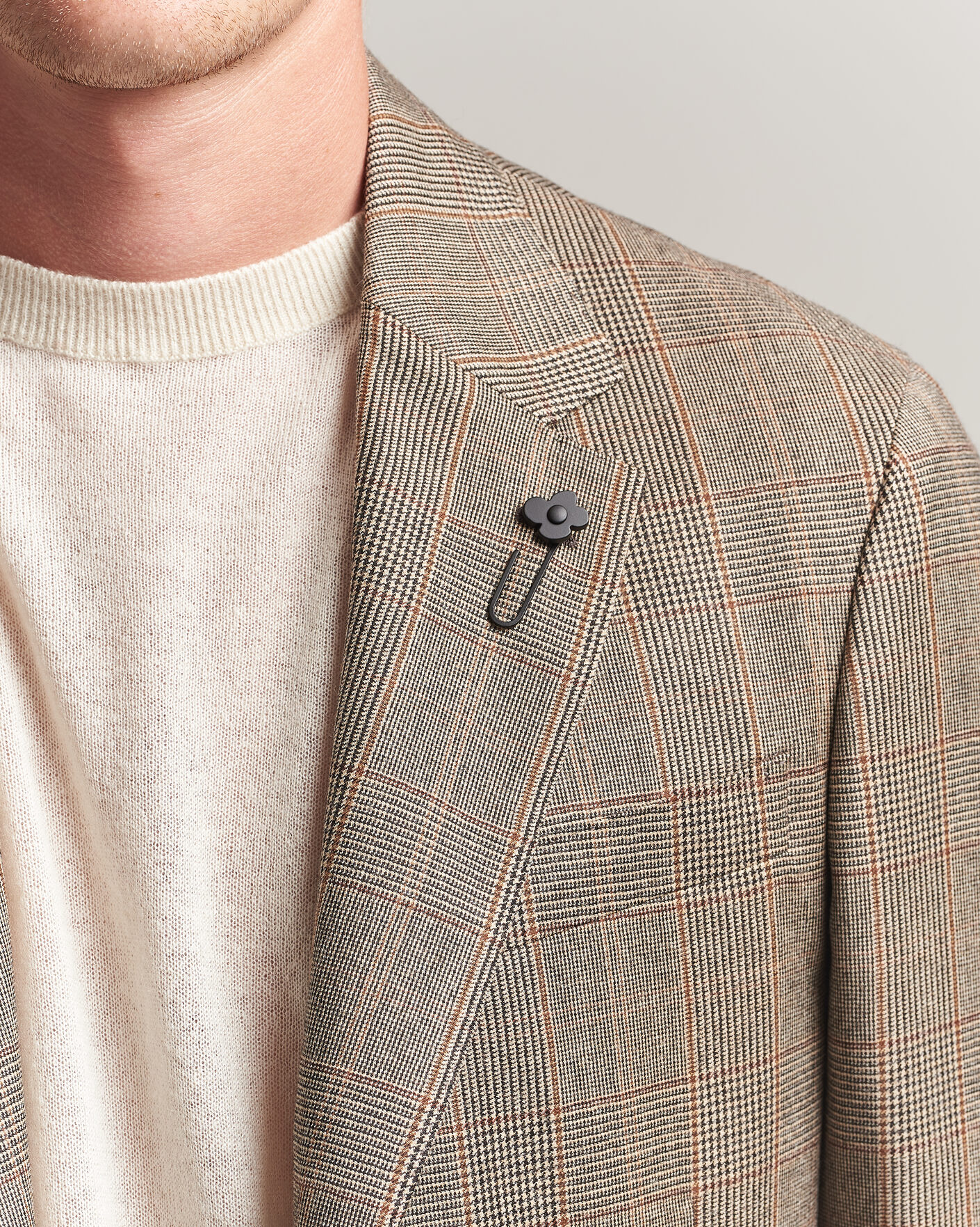 Herr | Kavajer | Lardini | Wool Prince of Wales Check Blazer Brown