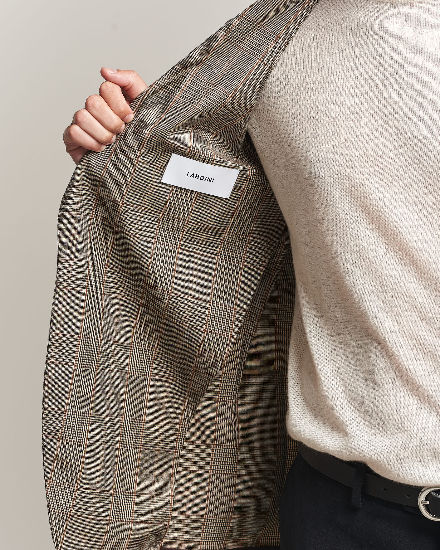 Herr | Kavajer | Lardini | Wool Prince of Wales Check Blazer Brown