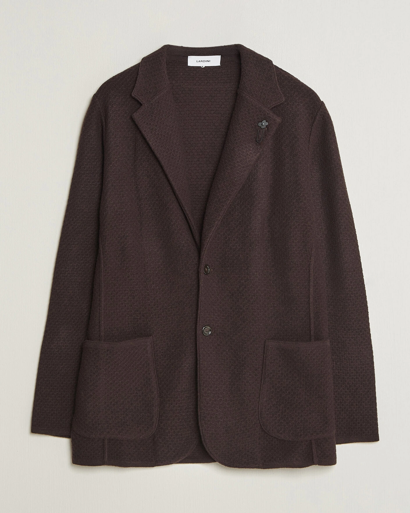 Herr | Kavajer | Lardini | Knitted Structure Wool/Cashmere Blazer Brown