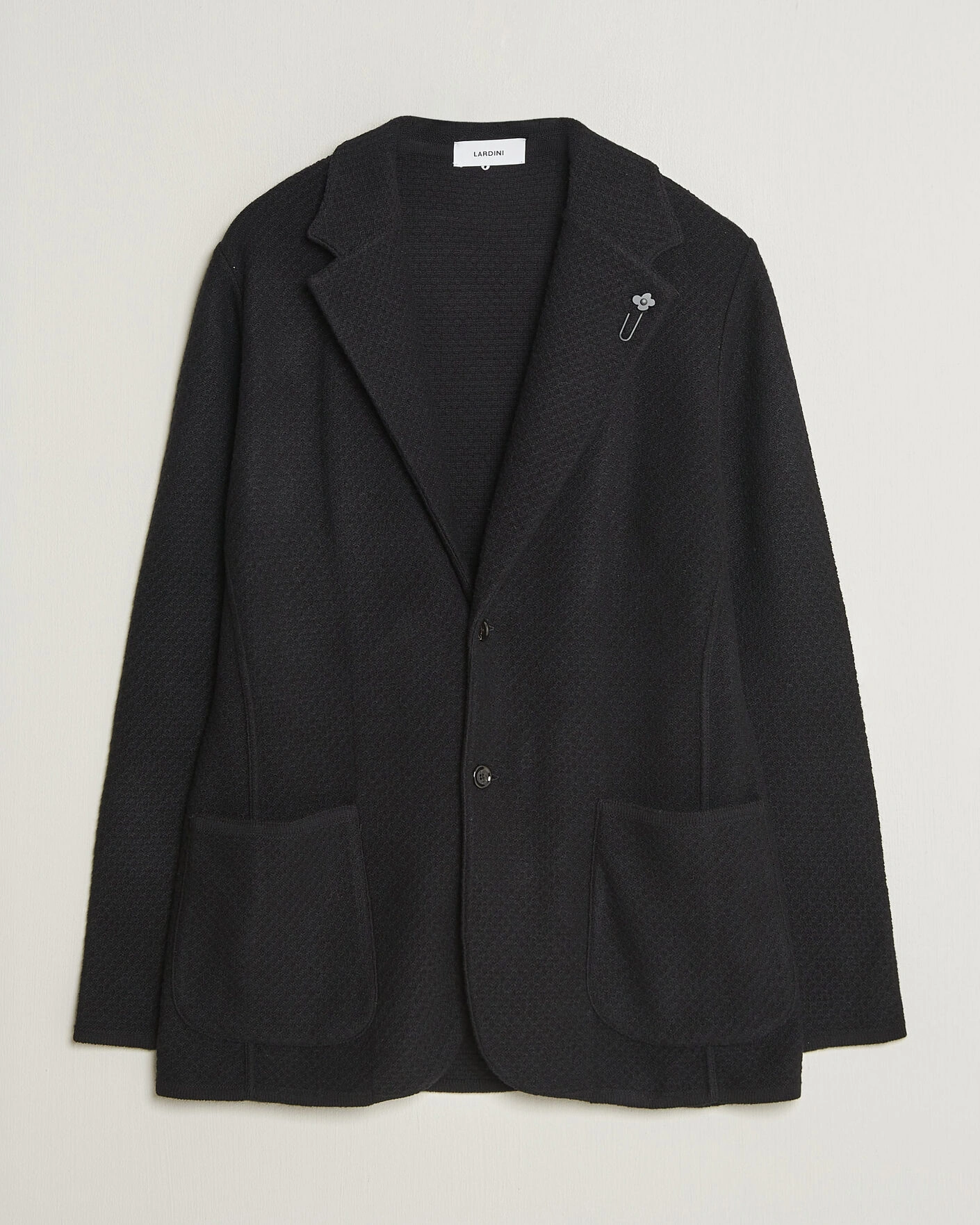 Herr | Kavajer | Lardini | Knitted Structure Wool/Cashmere Blazer Black