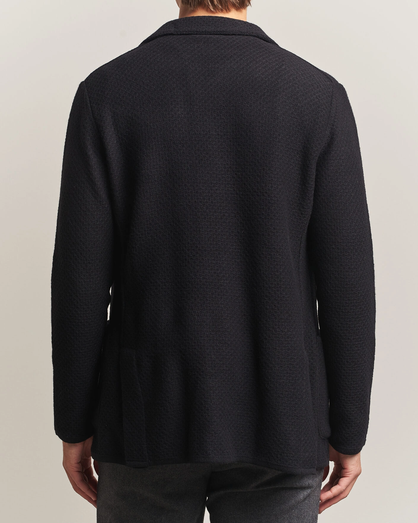 Herr | Kavajer | Lardini | Knitted Structure Wool/Cashmere Blazer Black