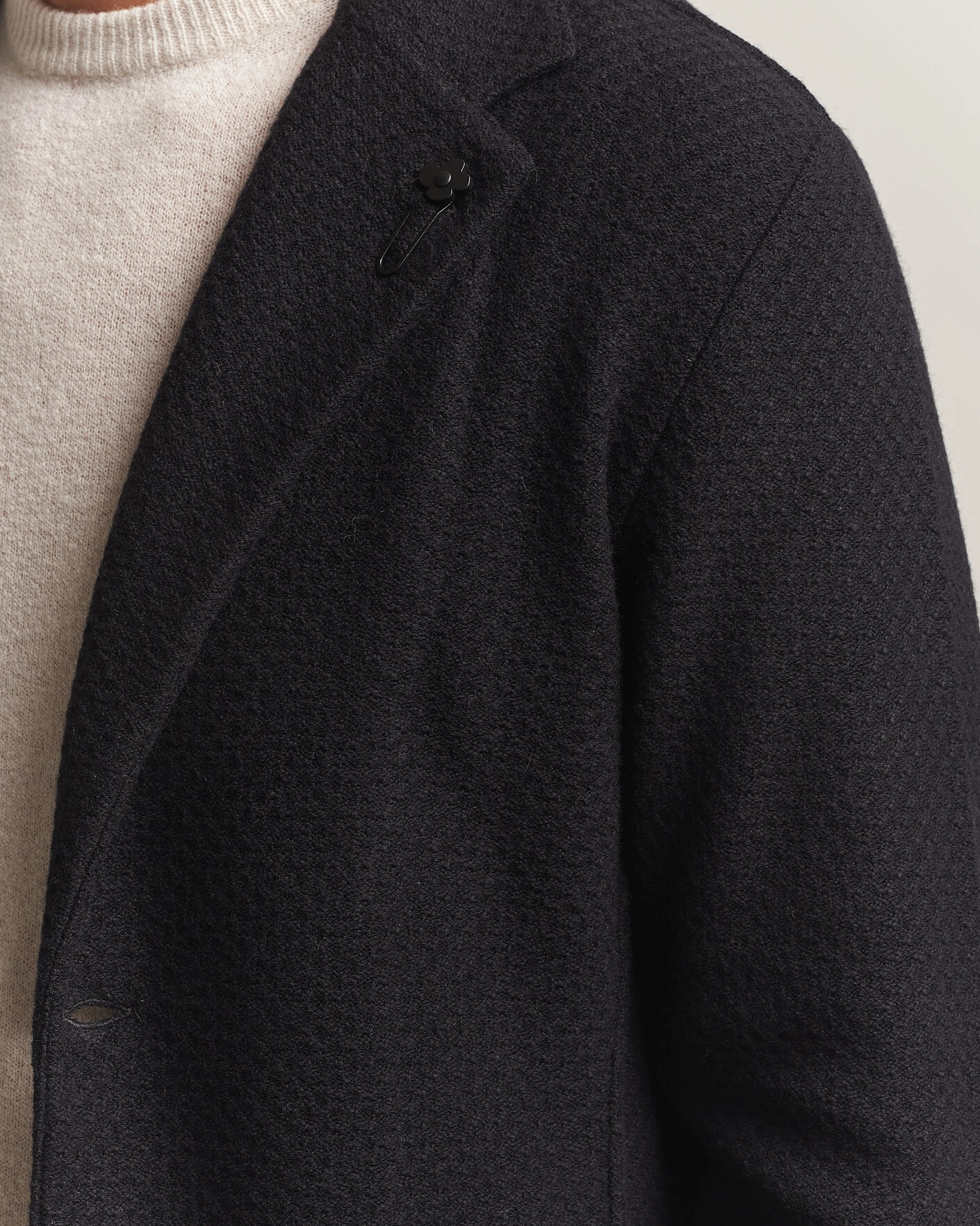 Herr | Kavajer | Lardini | Knitted Structure Wool/Cashmere Blazer Black