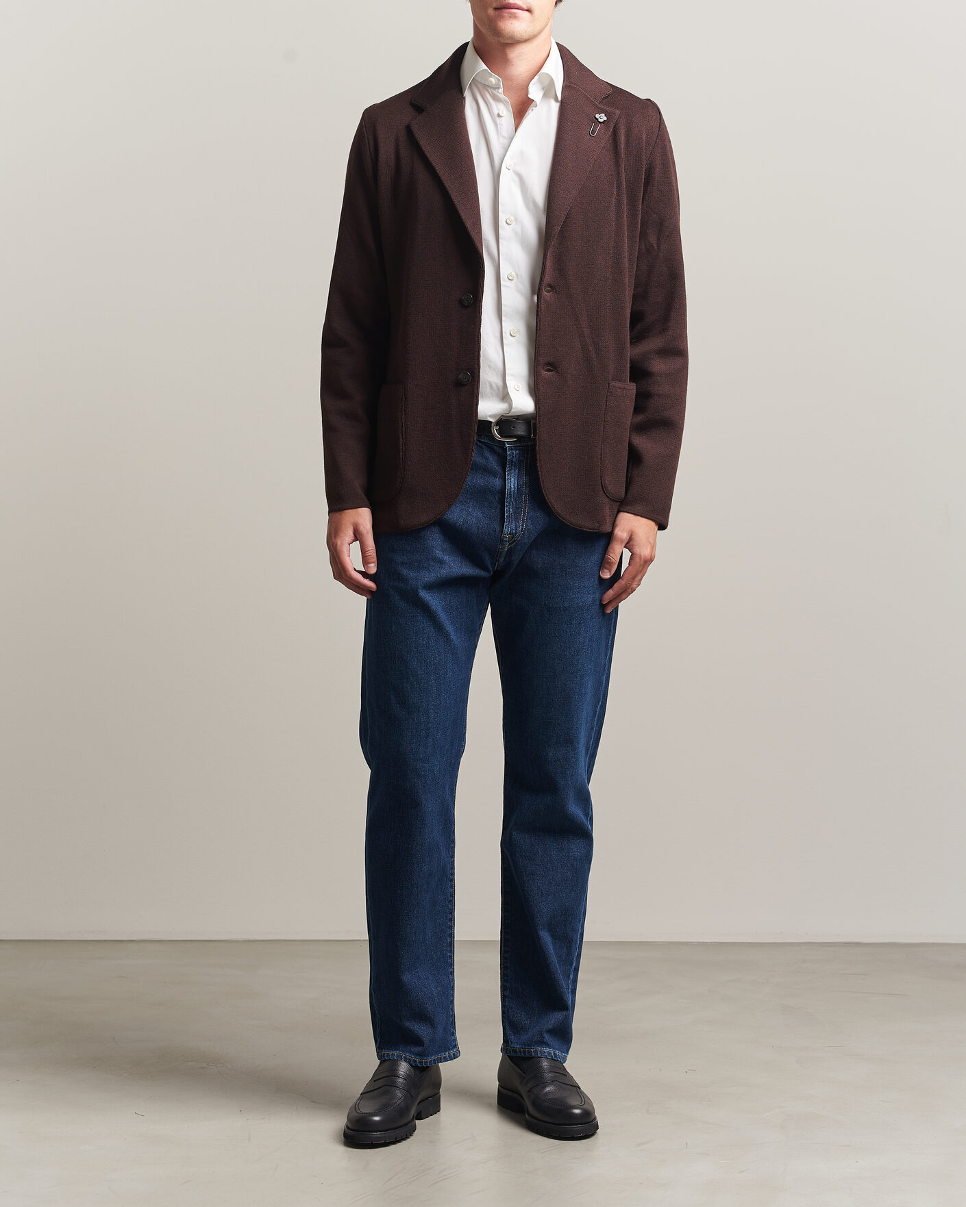 Herr | Kavajer | Lardini | Knitted Wool Blazer Brown