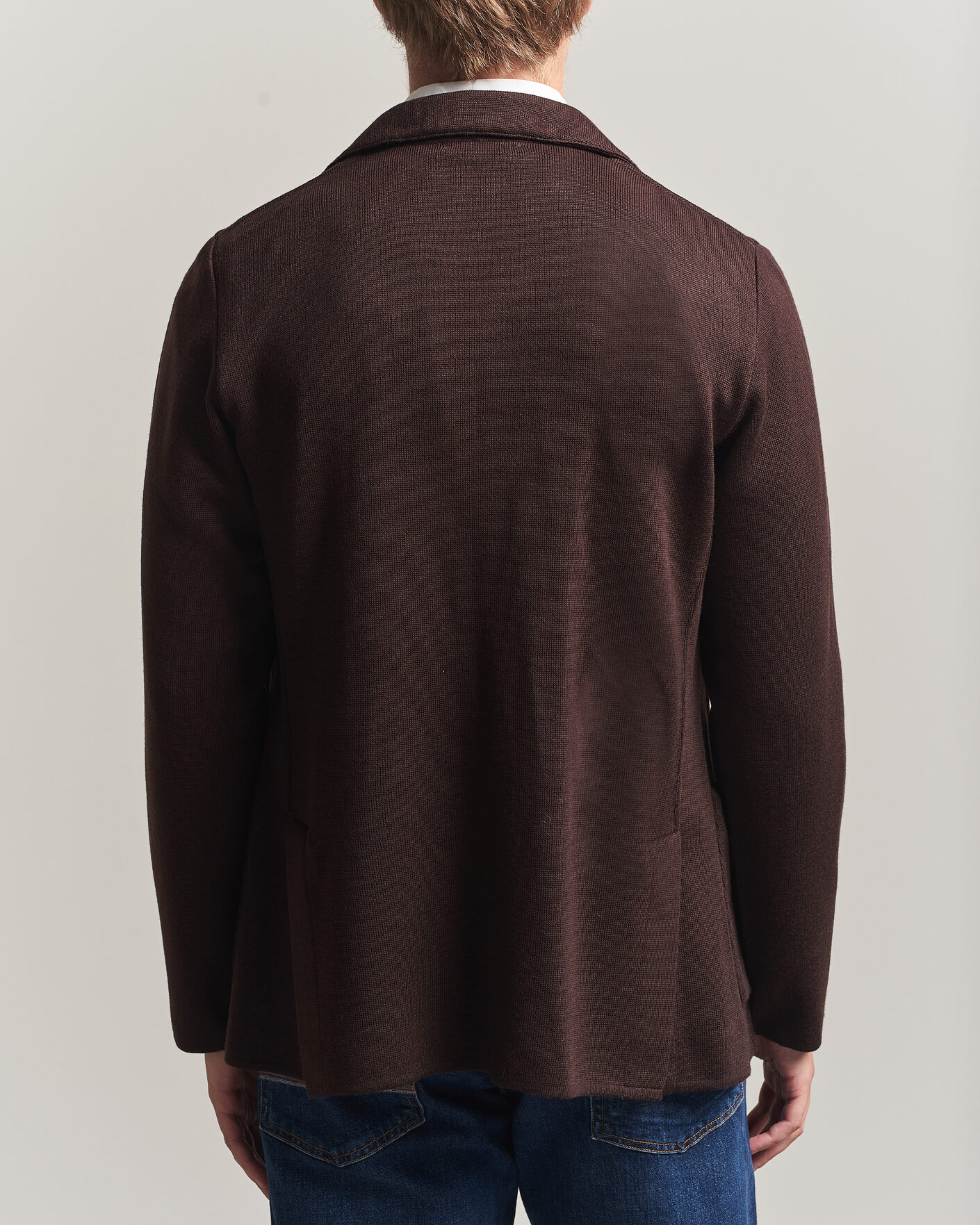 Herr | Kavajer | Lardini | Knitted Wool Blazer Brown