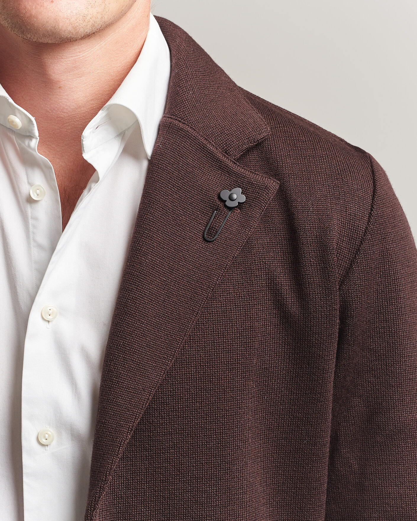 Herr | Kavajer | Lardini | Knitted Wool Blazer Brown