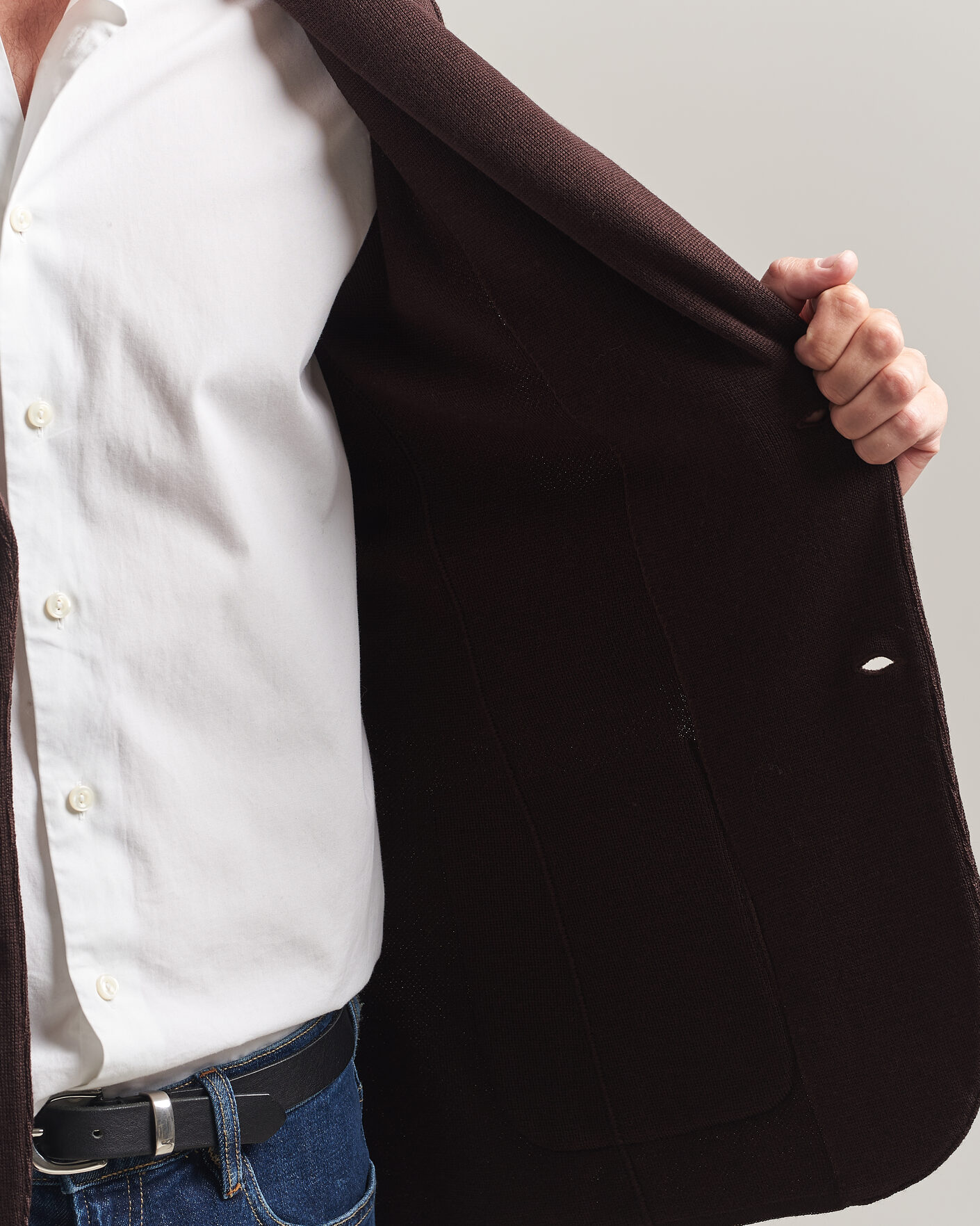 Herr | Kavajer | Lardini | Knitted Wool Blazer Brown
