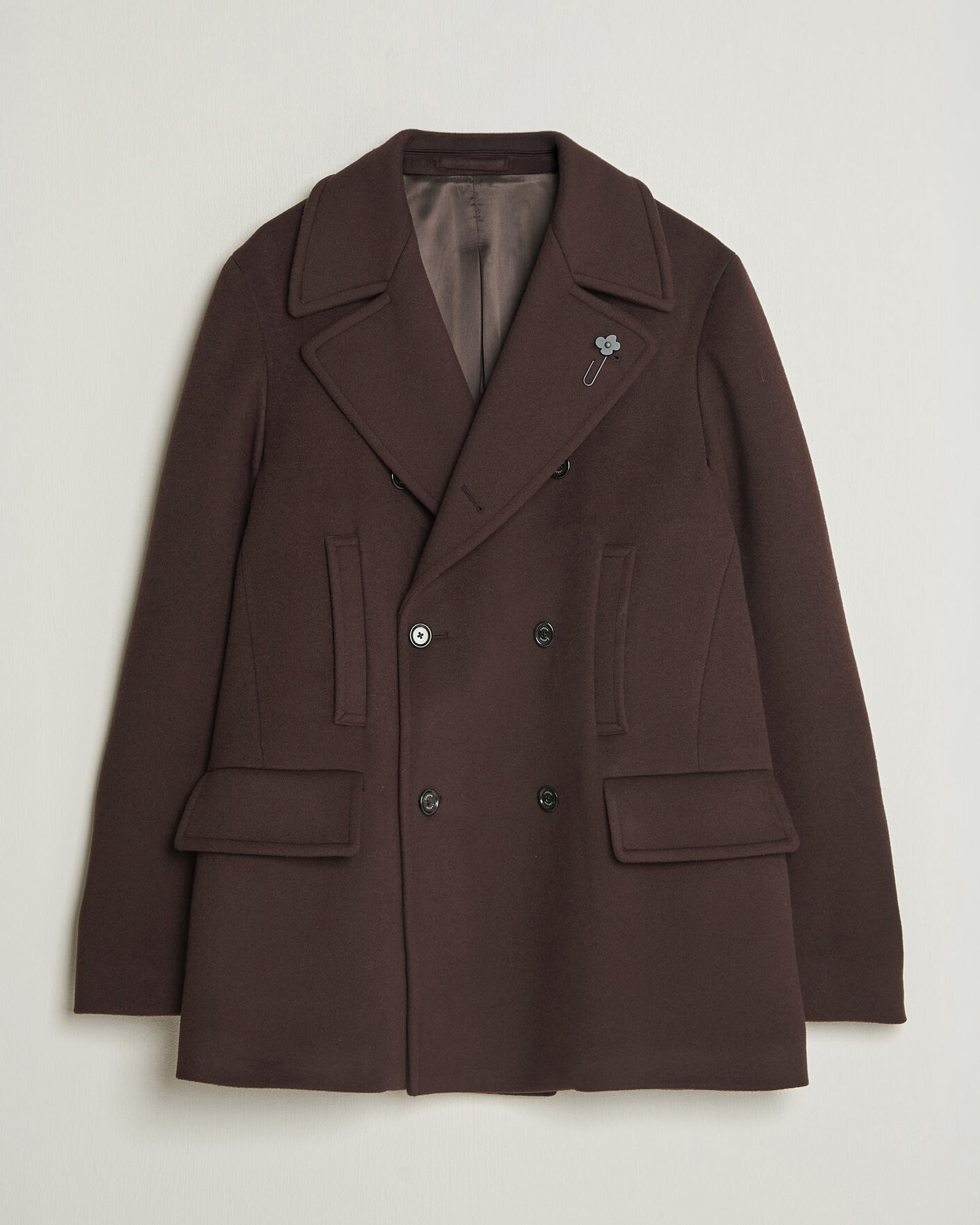Herr | Jackor | Lardini | Wool Peacoat Brown