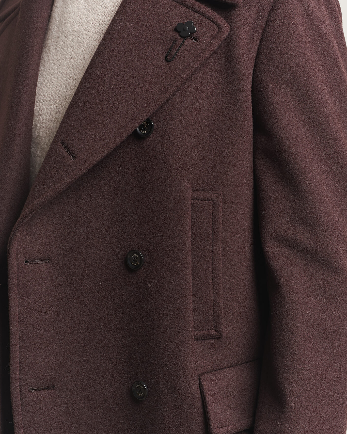 Herr | Jackor | Lardini | Wool Peacoat Brown